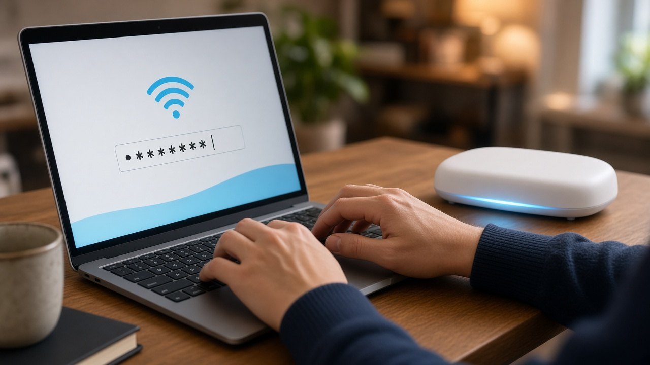 Windstream Wi-Fi password being changed on a laptop